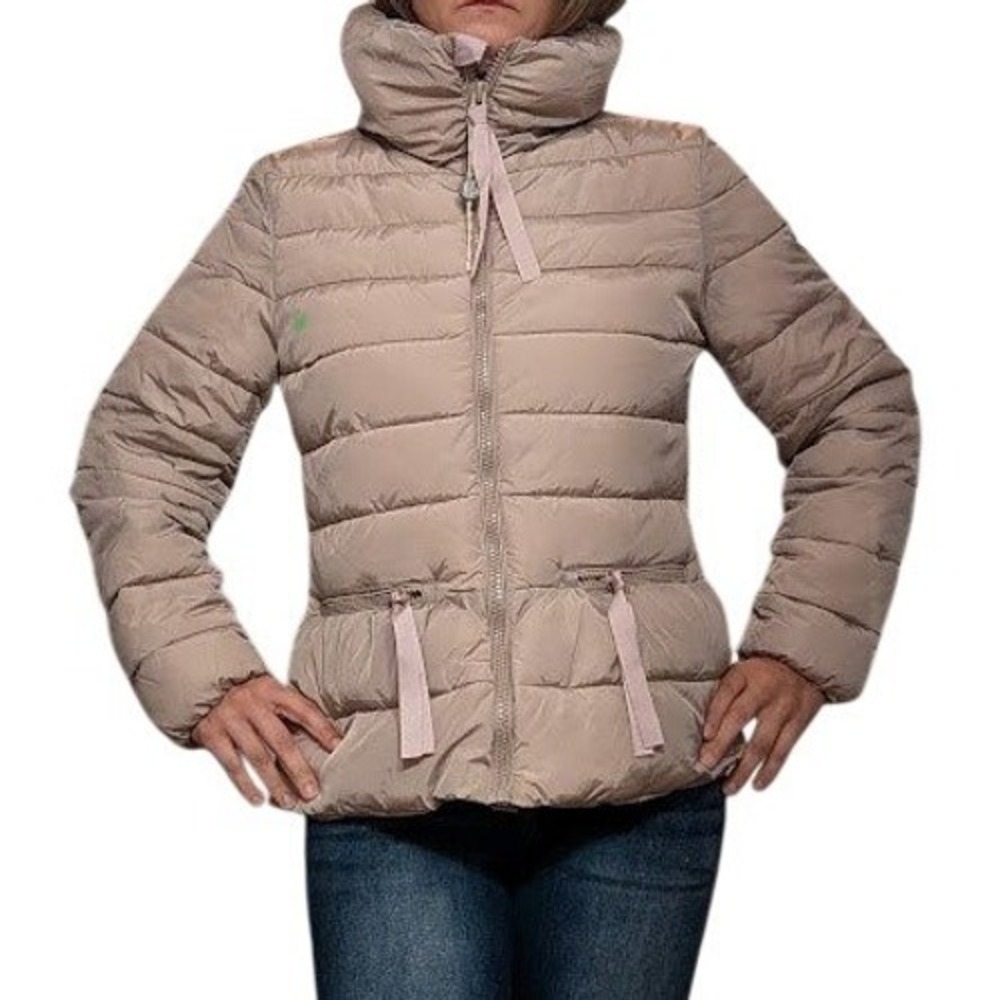 Tantra Women Taupe Rose Short Puffer Jacket XXL Fits Med Funnel Neck NEW